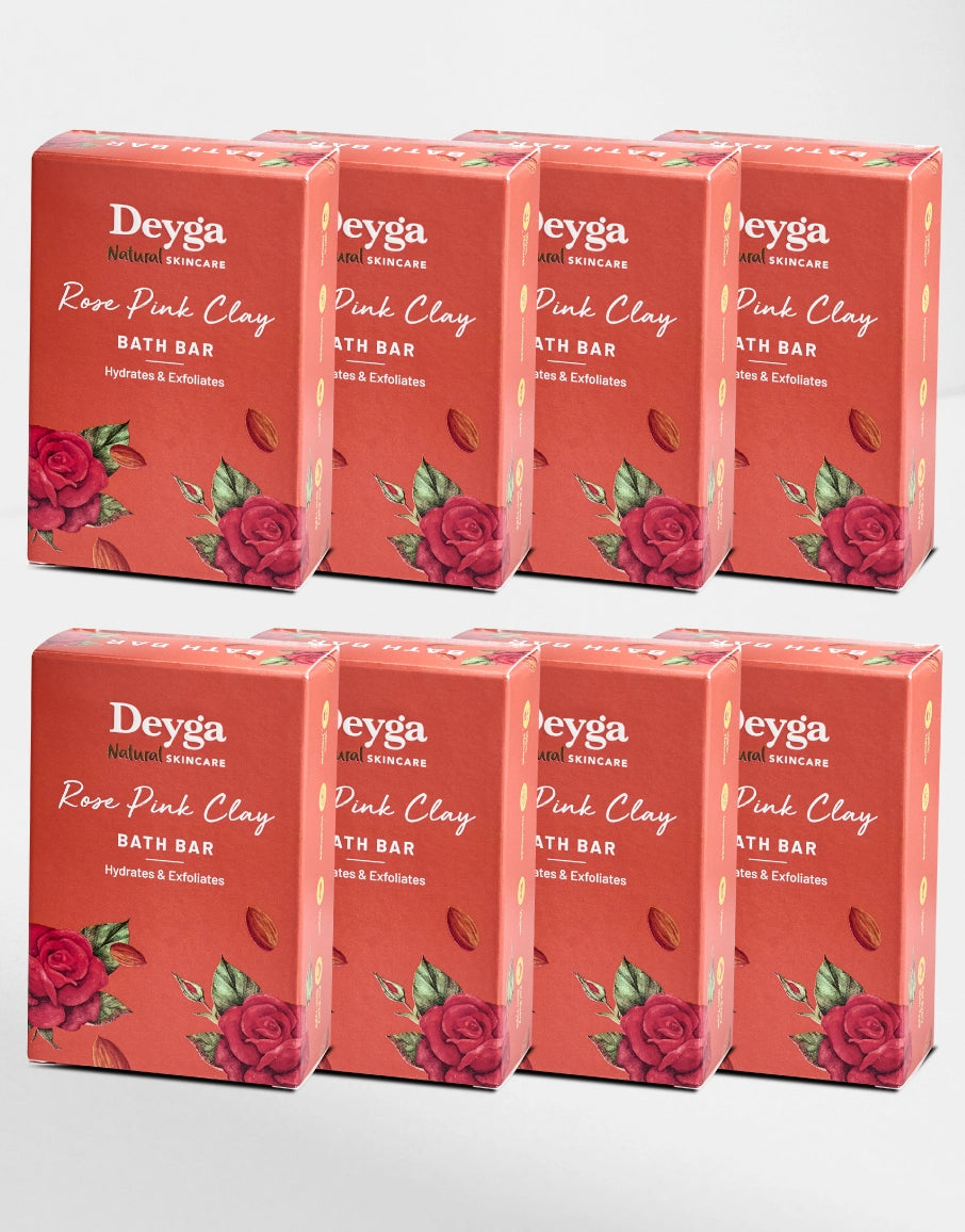 Deyga Rose Pink Clay Bath bar pack of 8