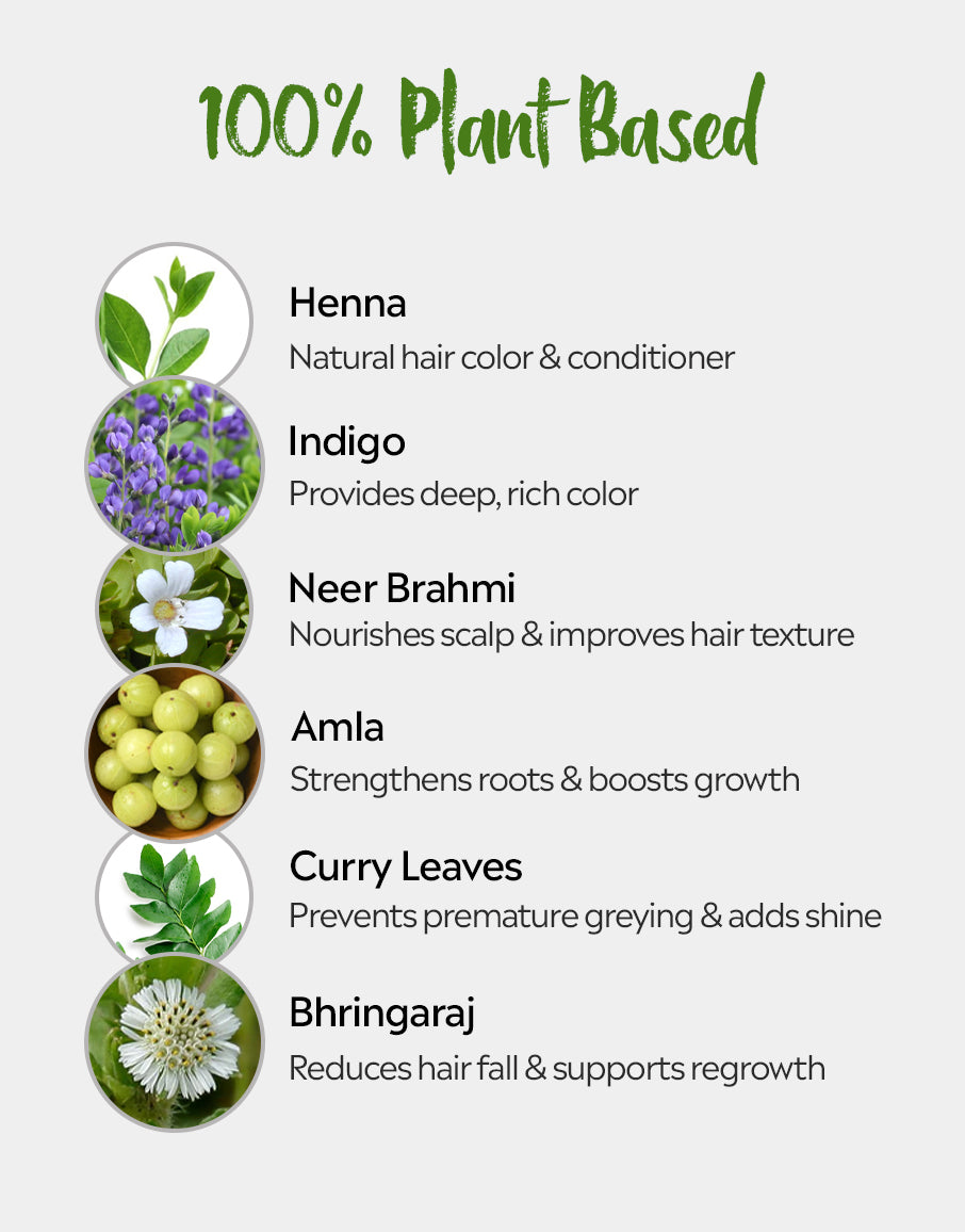 hair color without peroxide - organic black hair color powder- non-toxic hair color - ayurvedic solution for grey hair