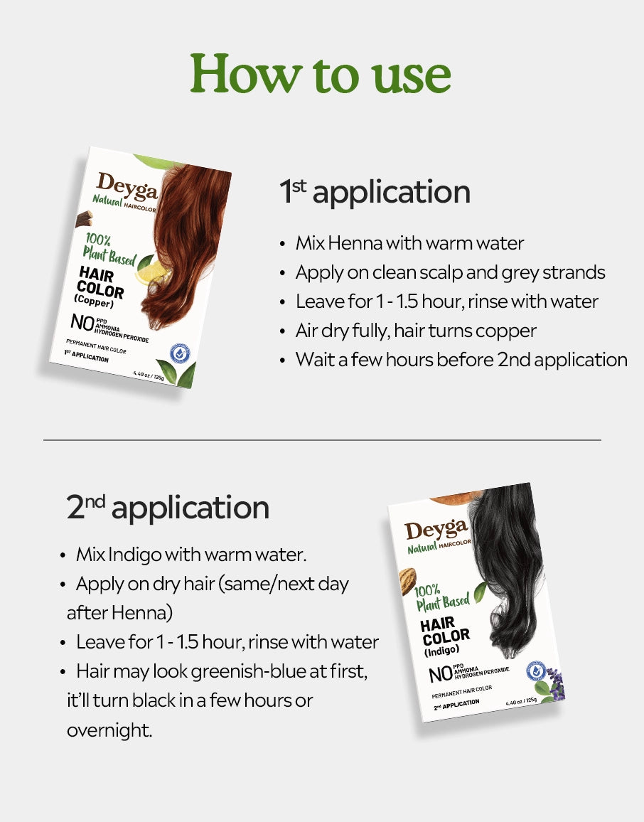 Deyga 100% Plant Based Hair Color - Black