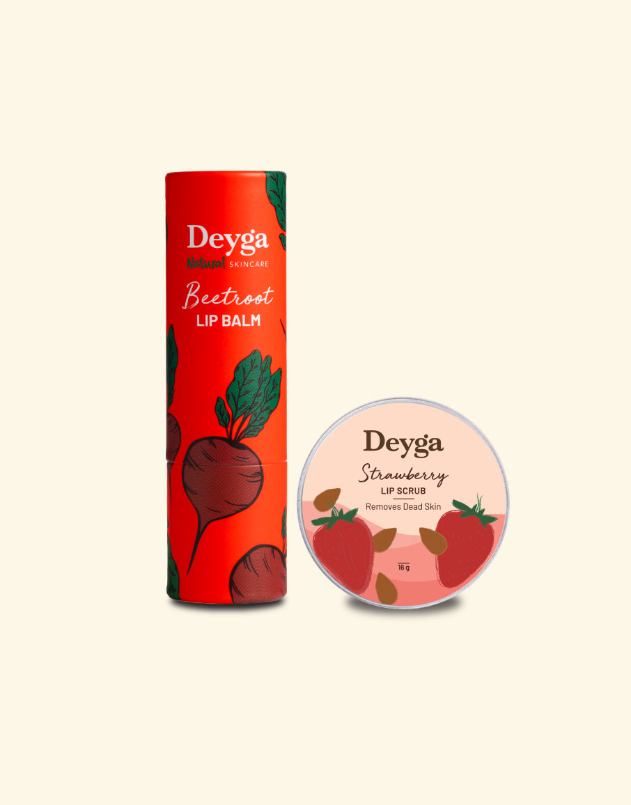 Deyga Nourished Lips Combo, Lip Balm and Strawberry Lip Scrub Pack