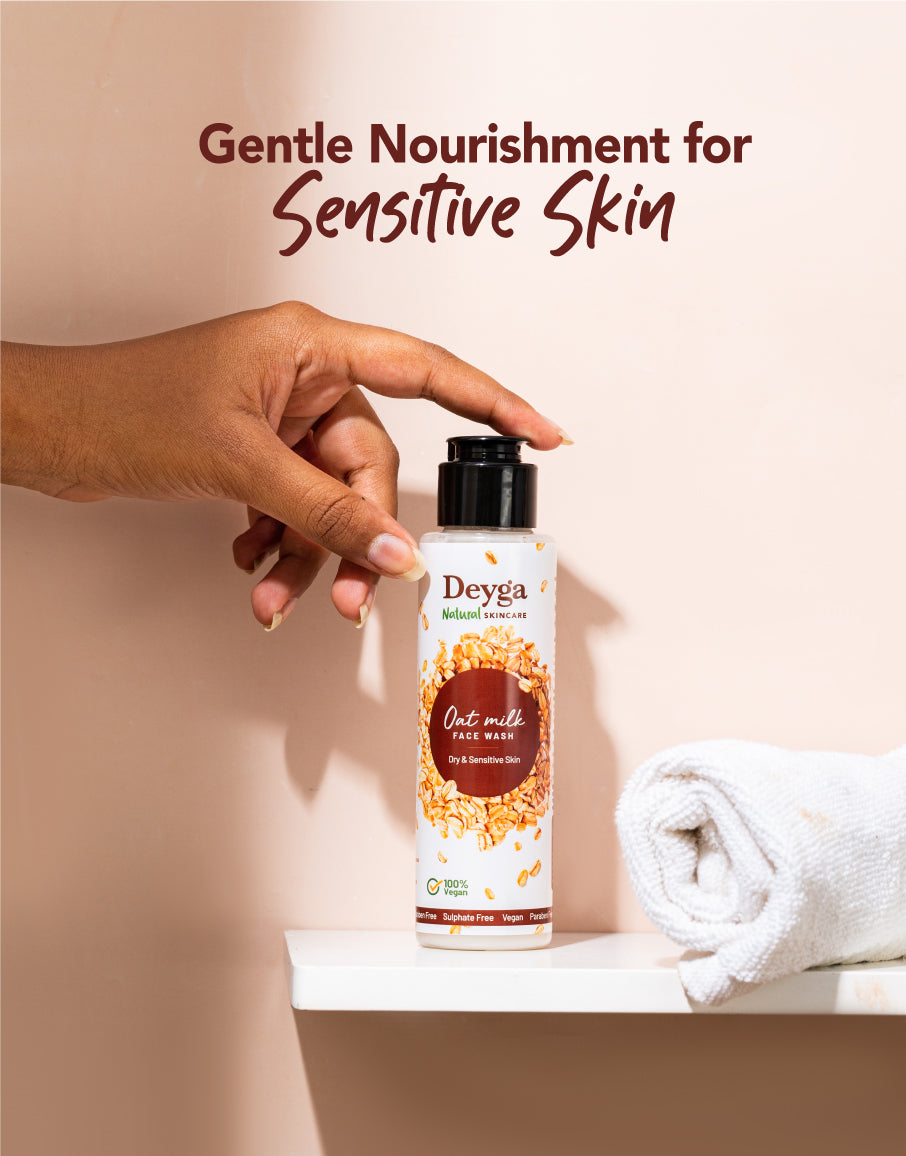 Deyga Oat Milk Face Wash on sensitive skin