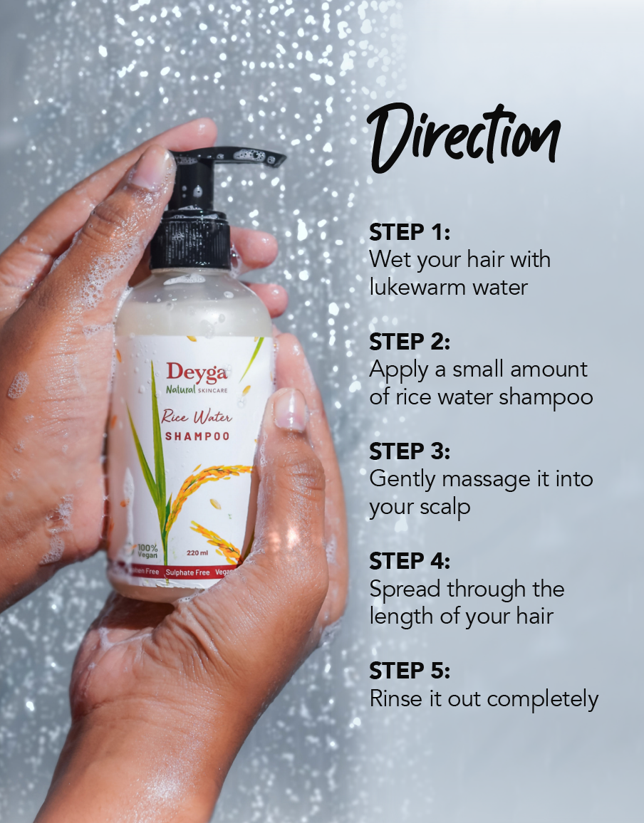 Deyga Rice Water Shampoo 220ml how to use