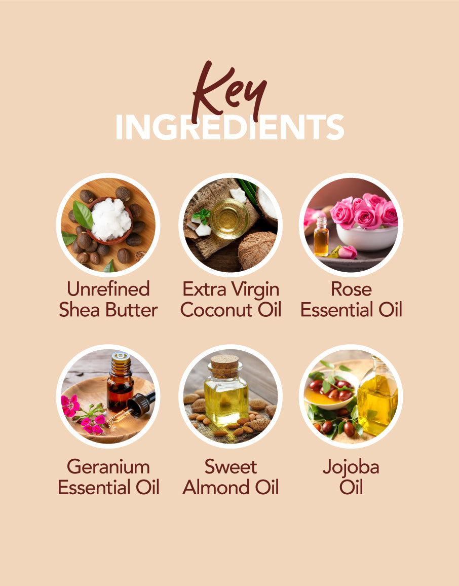 Deyga Rose & Geranium Body Butter key ingredients