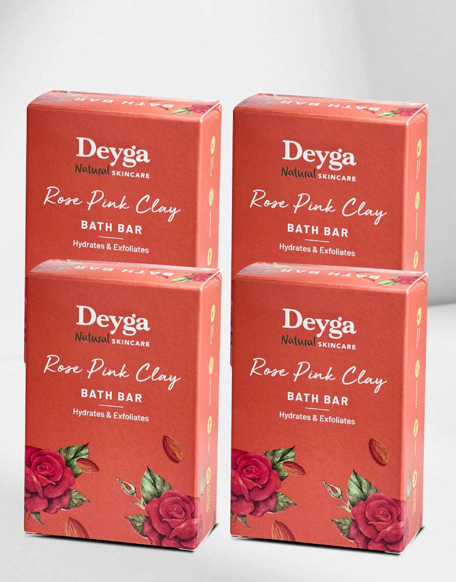 Deyga Rose Pink Clay Bath bar pack of 4