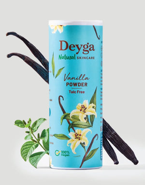 Deyga Vanilla dusting powder (Talc Free) ingredients - vanilla talcum powder - talc free face powder
