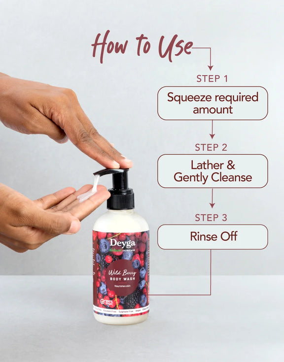 Deyga Wild Berry Body Wash - 220ml how to use